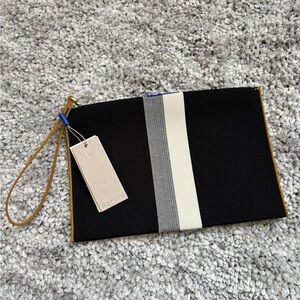 Rothy's Black and White Clutch with Gold Accent